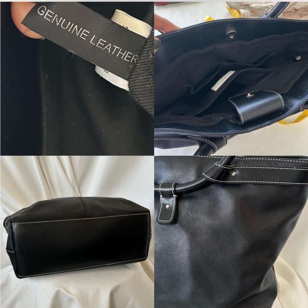 Vintage LOFT black leather tote bag. - Picture 7 of 8